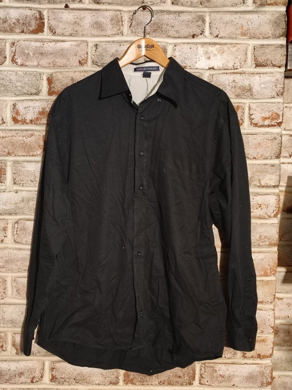 Port Authority Black Button Down - lAAAARRge haha. Like a pirate. Port. Ship. Ha